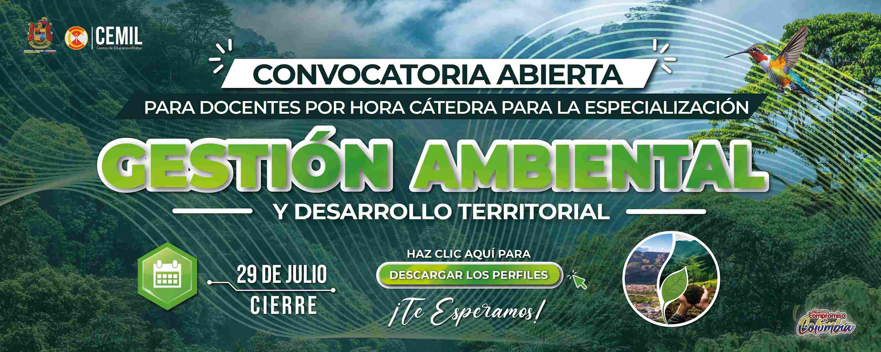 CEMIL abre convocatoria para docentes de la Especialización en Gestión Ambiental y Desarrollo Territorial